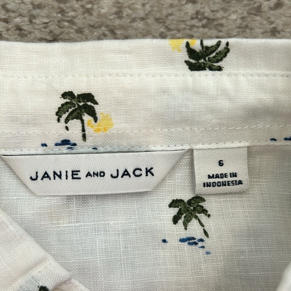 Janie & Jack Linen Palm Tree Shirt, 6 - Picture 4 of 8